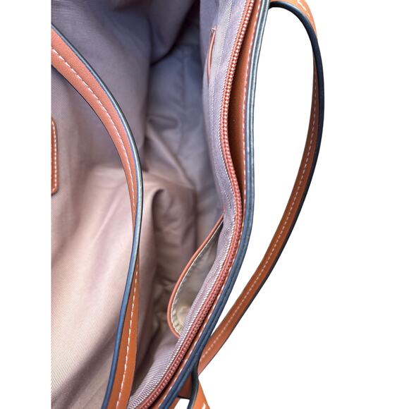 Brown Pebbled Leather Tote Bag Structured Carryall - Picture 3 of 6